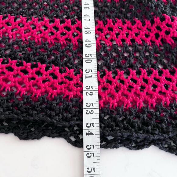 Zara  Studio Red Black Linen Maxi Long Knit Crochet Dress Sz M - Picture 15 of 16